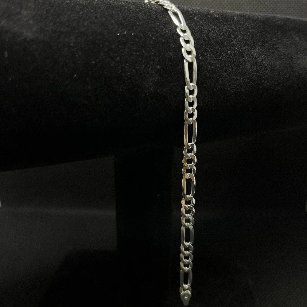 Esclava De Plata 925 Con Tejido Figaro,925 Silver Bracelet 8 Inch